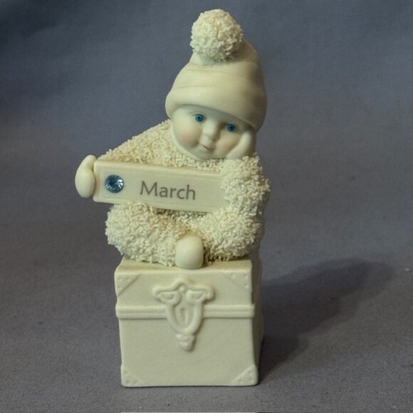 Snowbabies Department 56 Christmas Figurine Birthday Gift Birthstone March Stone - Picture 1 of 3